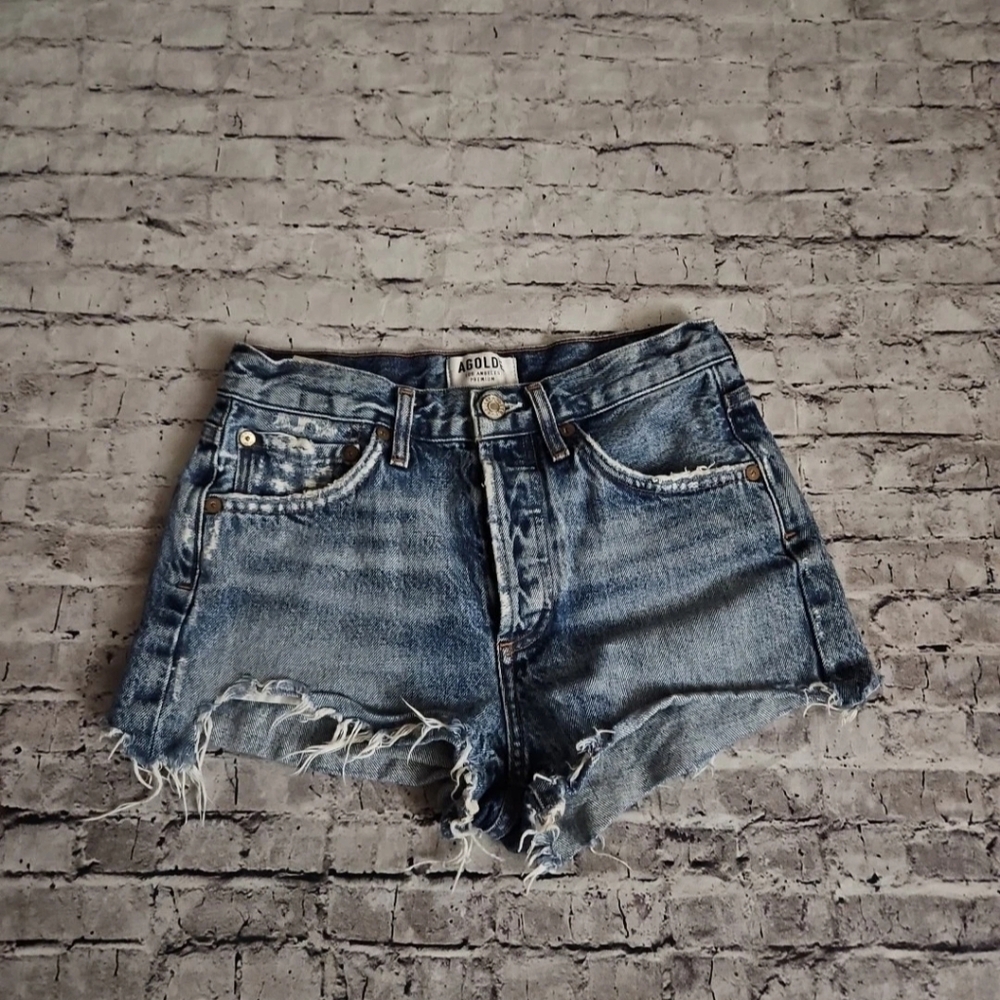 Agolde Vintage Style Festival Button Fly Distressed Shorts Size 23